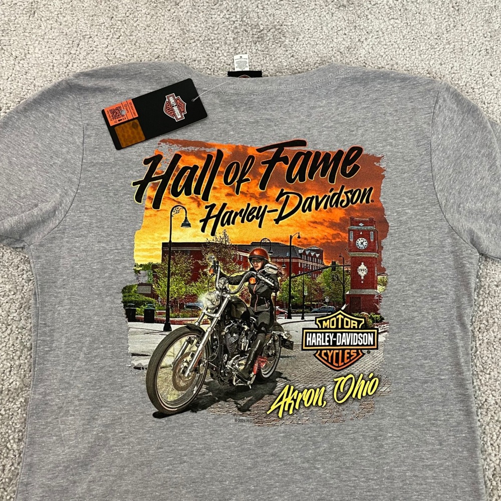 Harley Davidson T Shirt Womens Medium Biker V Neck Graphic Ohio